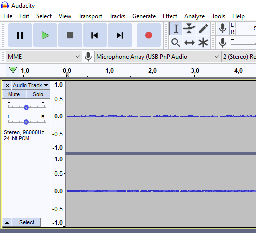 Screenshot of Audacity showing that the audio has been trimmed