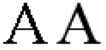 The bitonal letter “A” on the left has a prominent staircase effect. The other letter uses greyscale shades for a smoother appearance. 