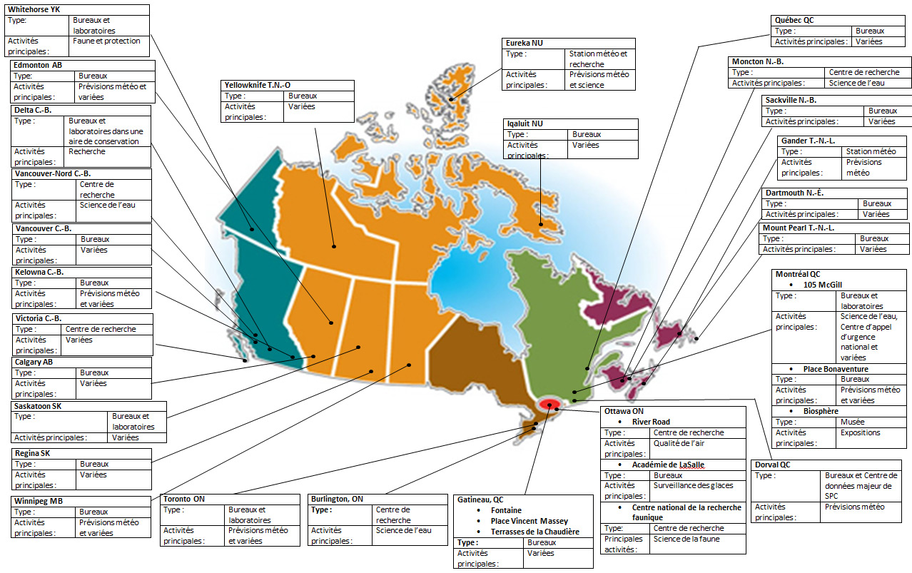 Carte Des Principaux Bureaux D Environnement Canada Canada Ca