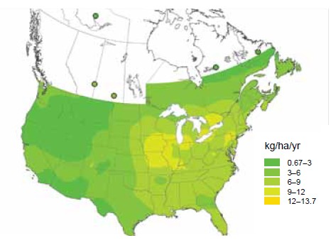 Changes in Annual Wet Sulfate and Wet Nitrate Deposition, 1990­-2010