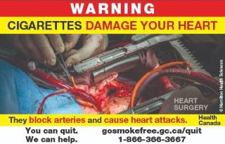 A label with the title: Health-related messages for all tobacco product packaging: Health warnings on packages