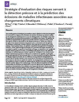 Stratégie d’évaluation des risques servant à la détection précoce et à la prédiction des éclosions de maladies infectieuses associées aux changements climatiques