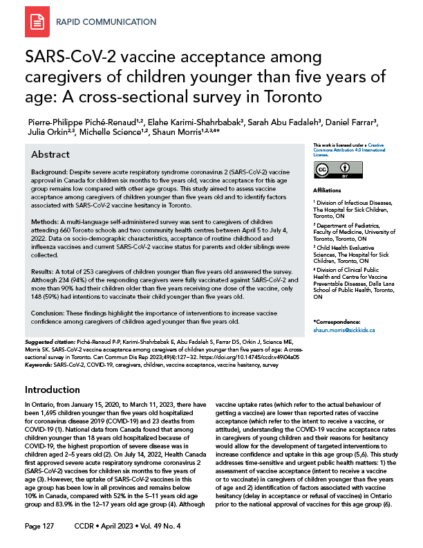 Volume 49-4, April 2023: Children's Health and COVID-19