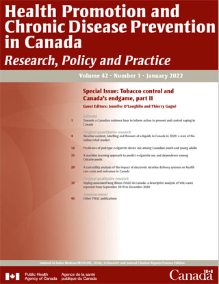Health Promotion and Chronic Disease Prevention in Canada, Vol 42, No 1, 2022