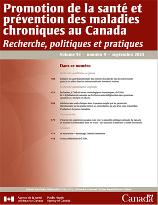 Promotion de la santé et prévention des maladies chroniques au Canada, volume 43, no 9, 2023