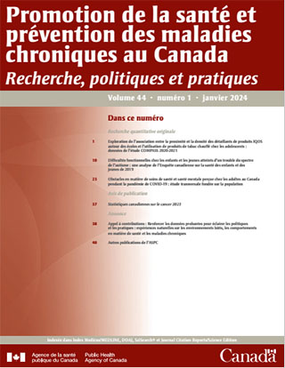 Promotion de la santé et prévention des maladies chroniques au Canada, volume 44, no 1, 2024