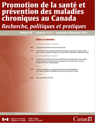 Promotion de la santé et prévention des maladies chroniques au Canada, volume 44, no 11/12, 2024