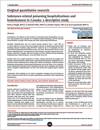 Original quantitative research – Substance-related poisoning hospitalizations and homelessness in Canada: a descriptive study 