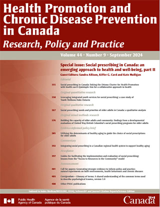 Health Promotion and Chronic Disease Prevention in Canada, Vol 44, No 9, 2024