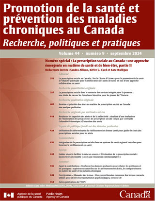 Promotion de la santé et prévention des maladies chroniques au Canada, volume 44, no 9, 2024